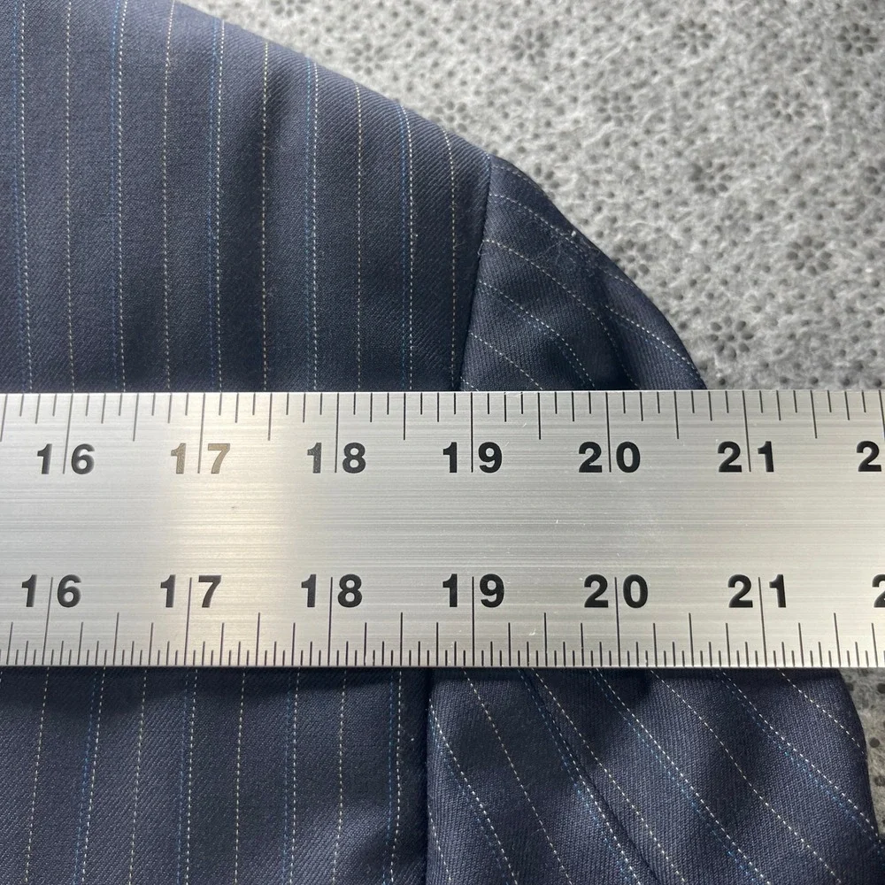 Vintage USA Burberry London Kensington Navy Pinstripe Wool Coats Blazers 44L